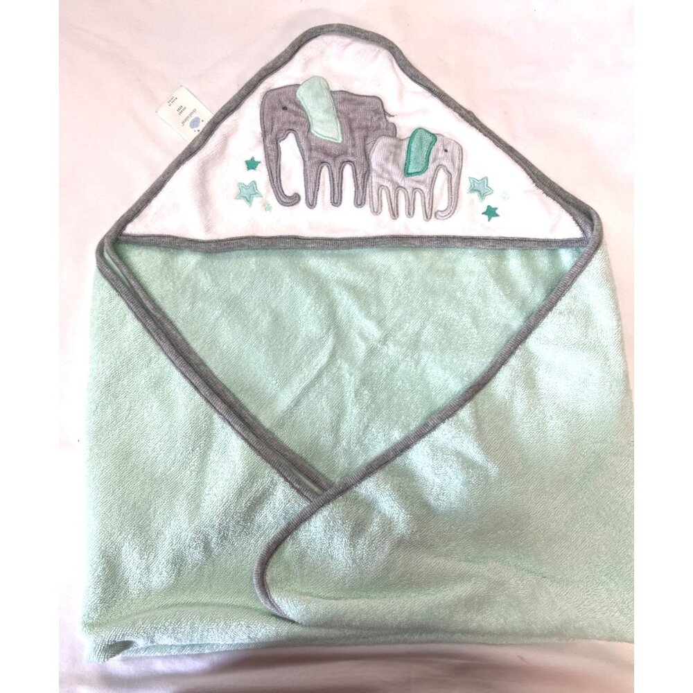 Baby Hooded Towel Elephants Embroidery By Cloud Island 100% Cotton Soft & Absorb